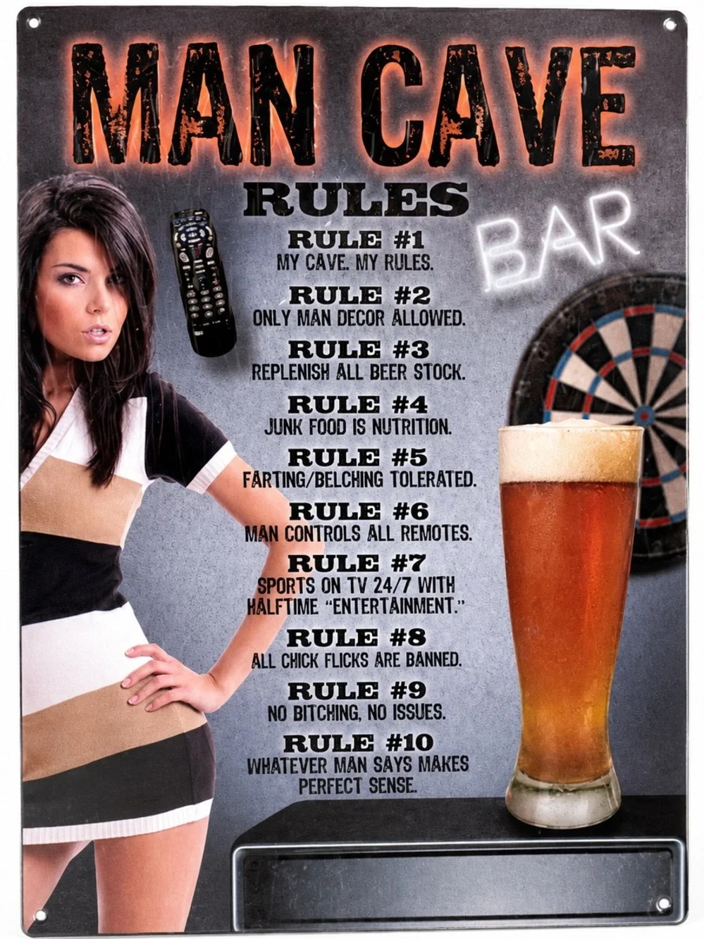 NEW Man Cave Rules Metal Sign